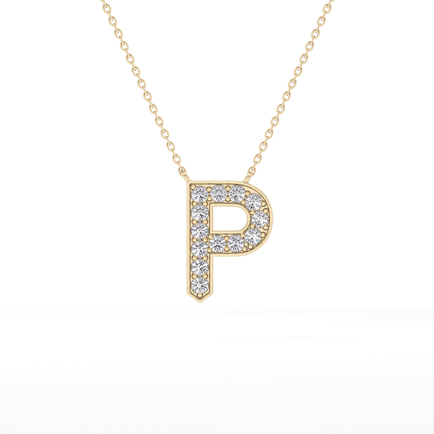 0.39 TCW Round Lab Grown Diamond P Initial Shaped Necklace