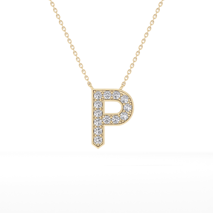 0.39 TCW Round Lab Grown Diamond P Initial Shaped Necklace