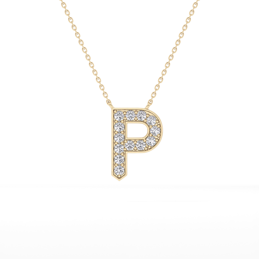 0.39 TCW Round Lab Grown Diamond P Initial Shaped Necklace