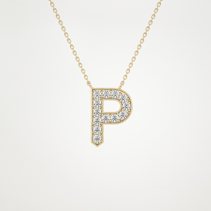 0.39 TCW Round Lab Grown Diamond P Initial Shaped Necklace