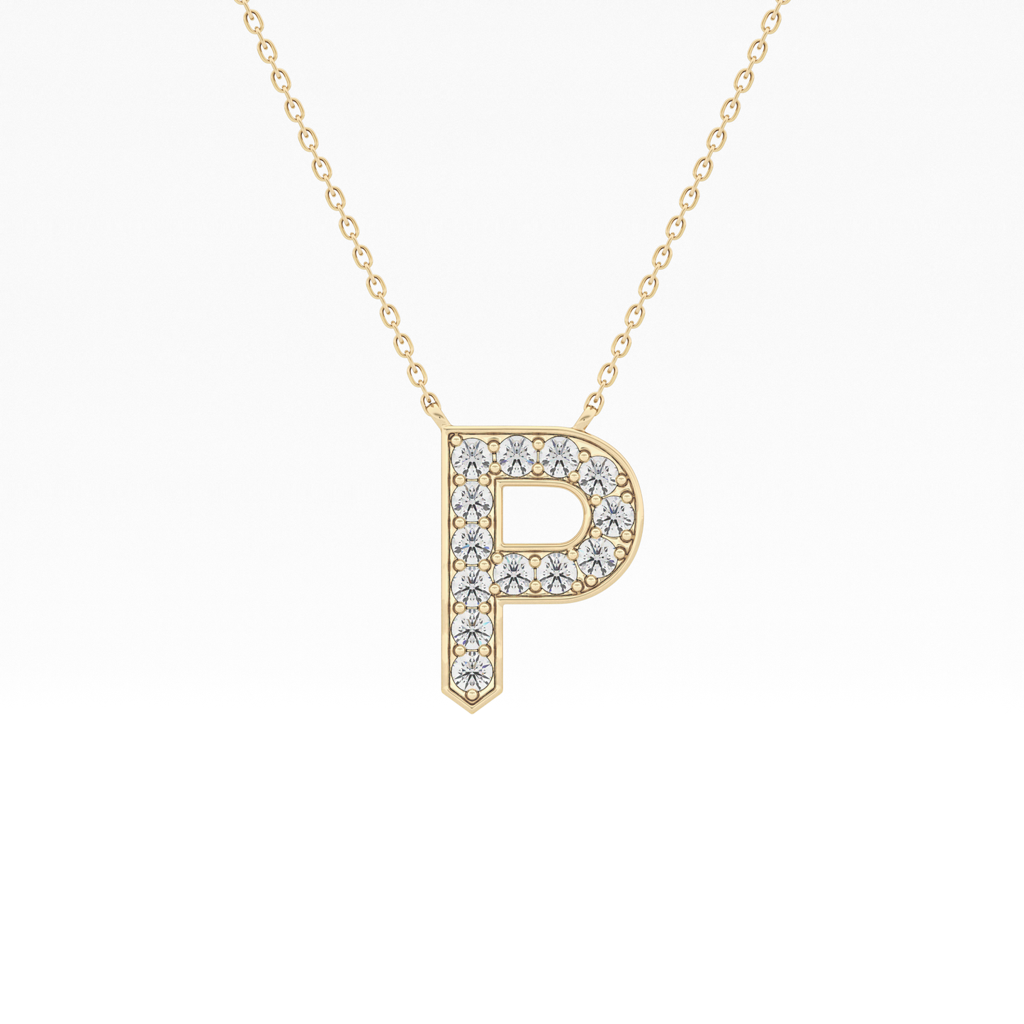 0.39 TCW Round Lab Grown Diamond P Initial Shaped Necklace