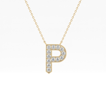 0.39 TCW Round Lab Grown Diamond P Initial Shaped Necklace