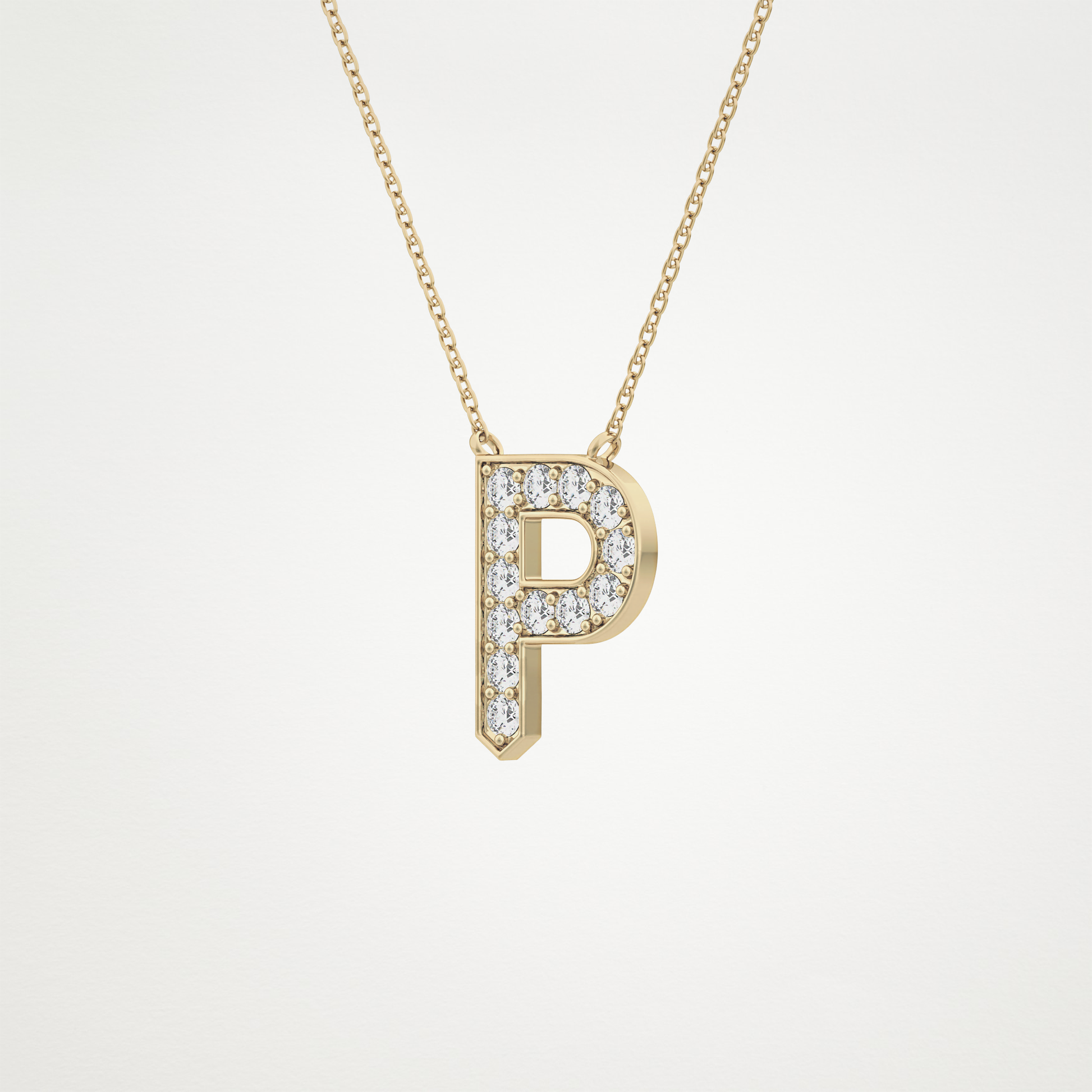 0.39 TCW Round Lab Grown Diamond P Initial Shaped Necklace