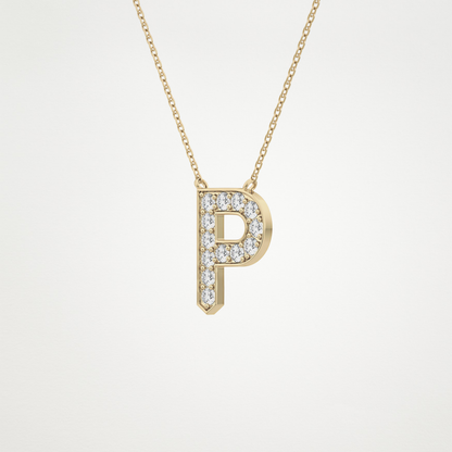 0.39 TCW Round Lab Grown Diamond P Initial Shaped Necklace
