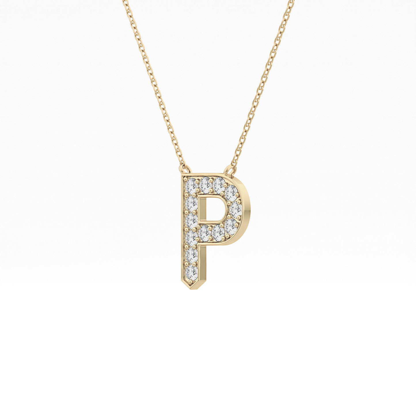 0.39 TCW Round Lab Grown Diamond P Initial Shaped Necklace