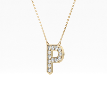 0.39 TCW Round Lab Grown Diamond P Initial Shaped Necklace