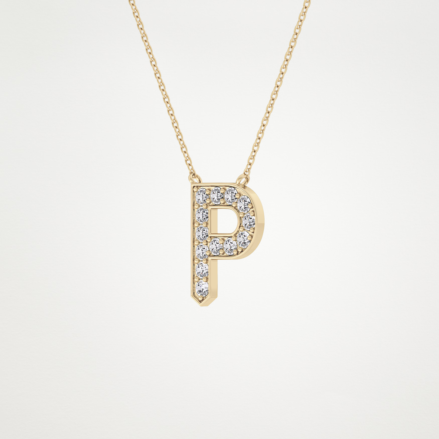 0.39 TCW Round Lab Grown Diamond P Initial Shaped Necklace