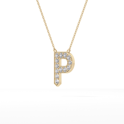 0.39 TCW Round Lab Grown Diamond P Initial Shaped Necklace