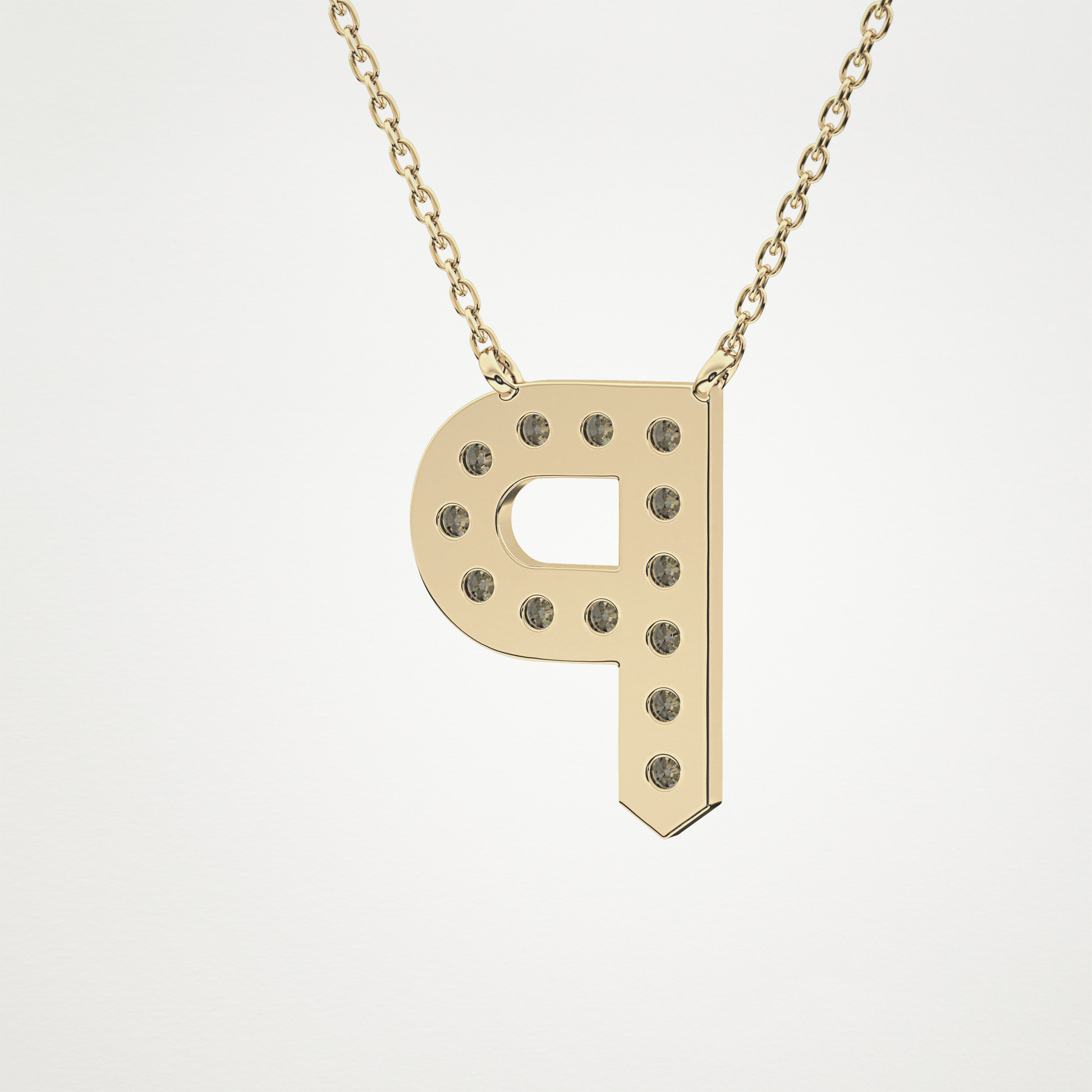 0.39 TCW Round Lab Grown Diamond P Initial Shaped Necklace