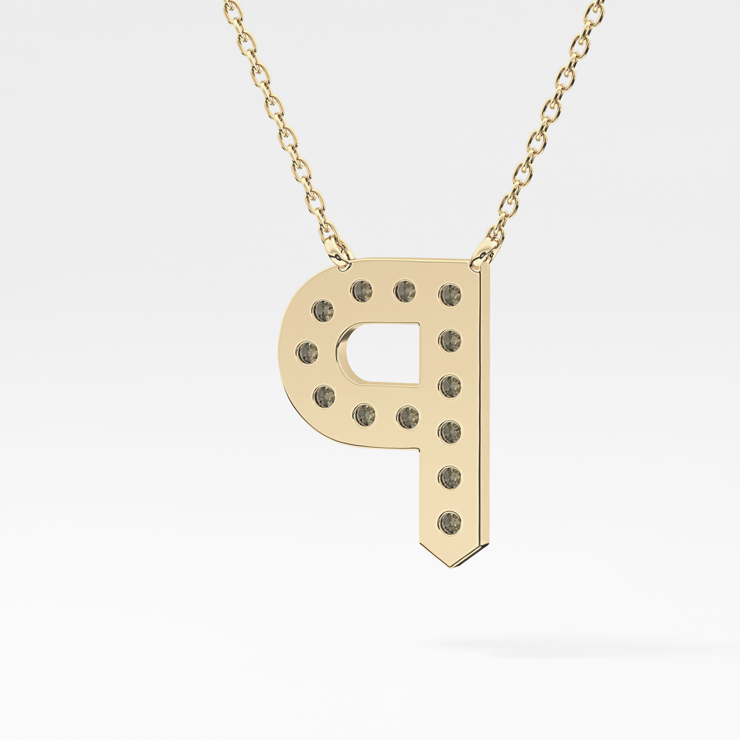 0.39 TCW Round Lab Grown Diamond P Initial Shaped Necklace