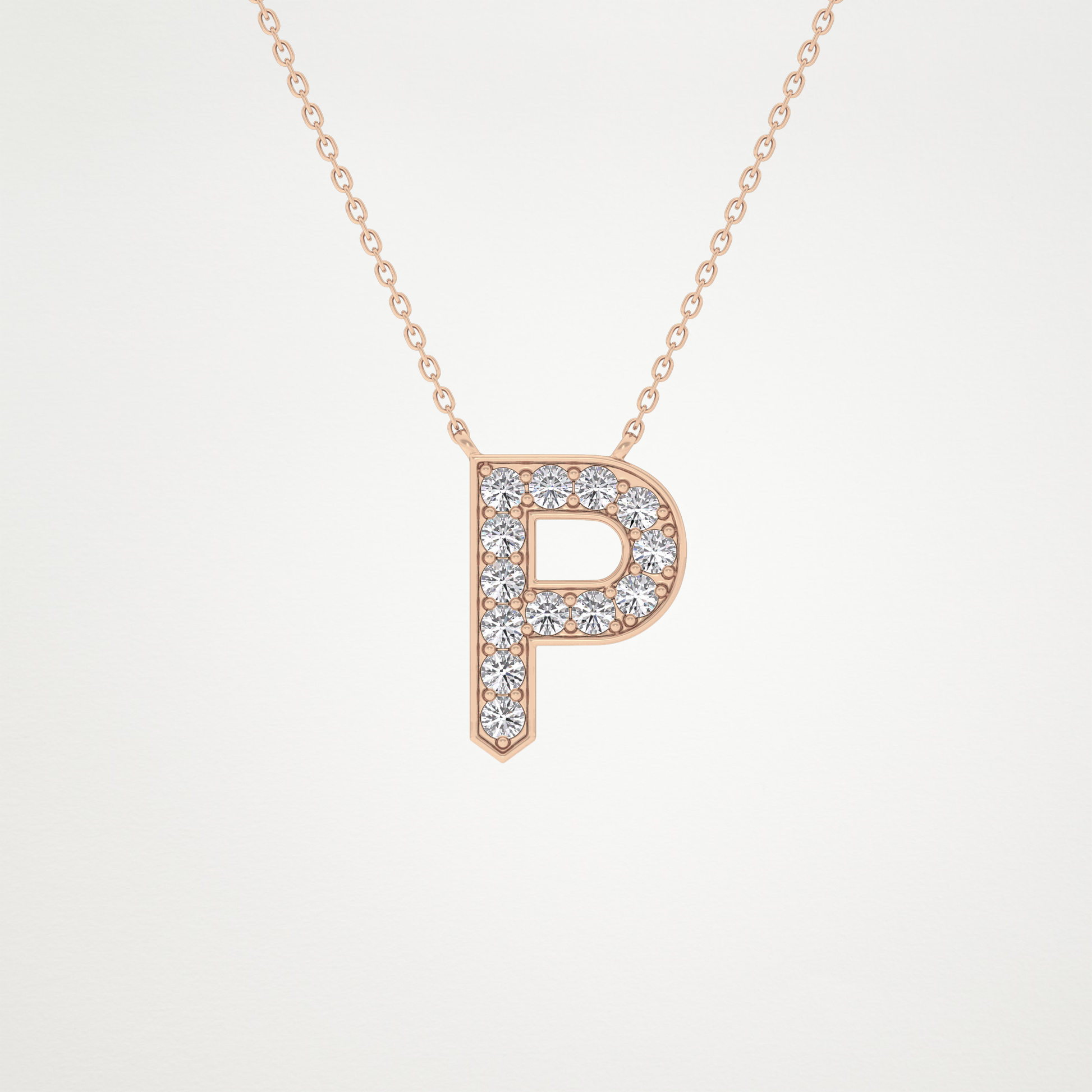 0.39 TCW Round Lab Grown Diamond P Initial Shaped Necklace