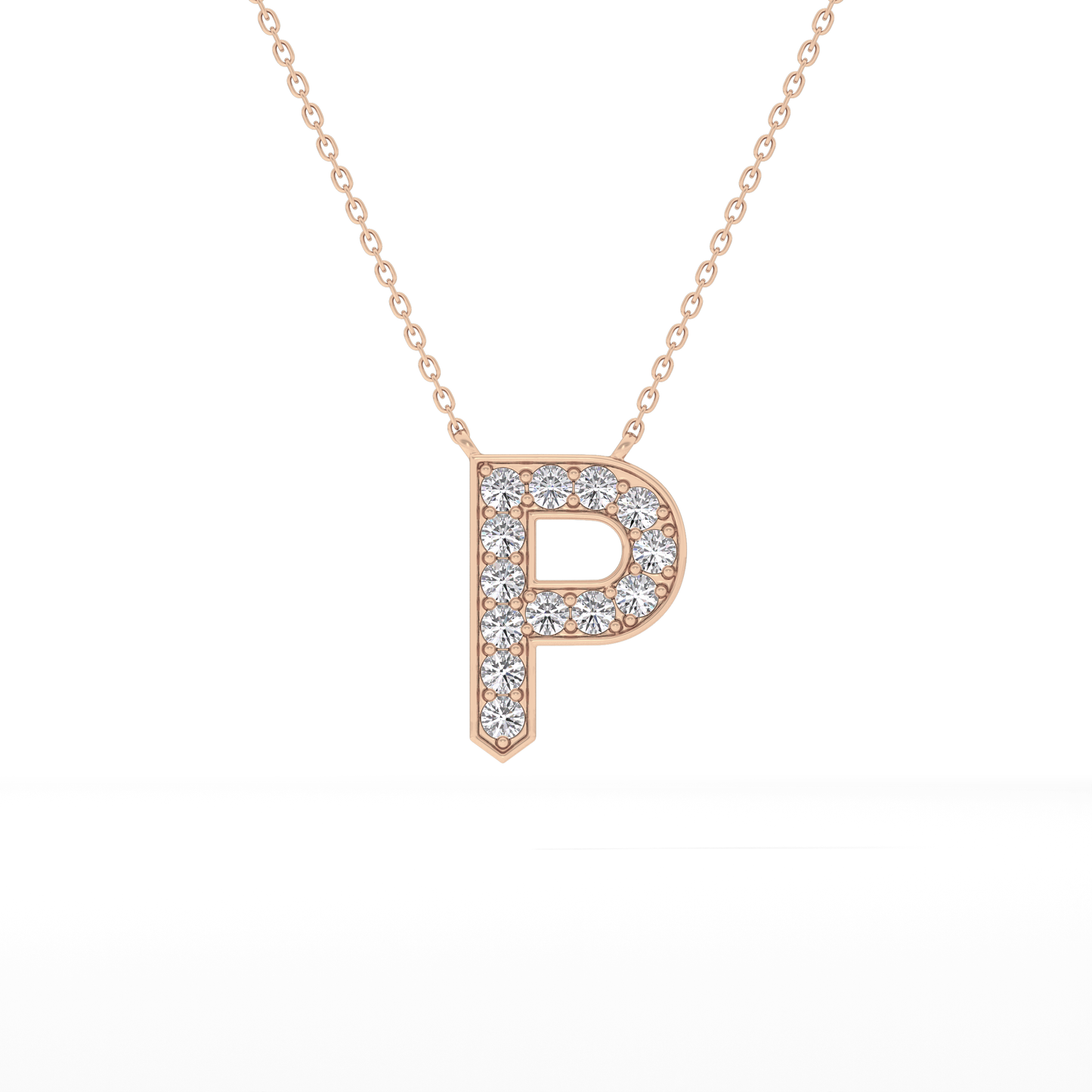 0.39 TCW Round Lab Grown Diamond P Initial Shaped Necklace