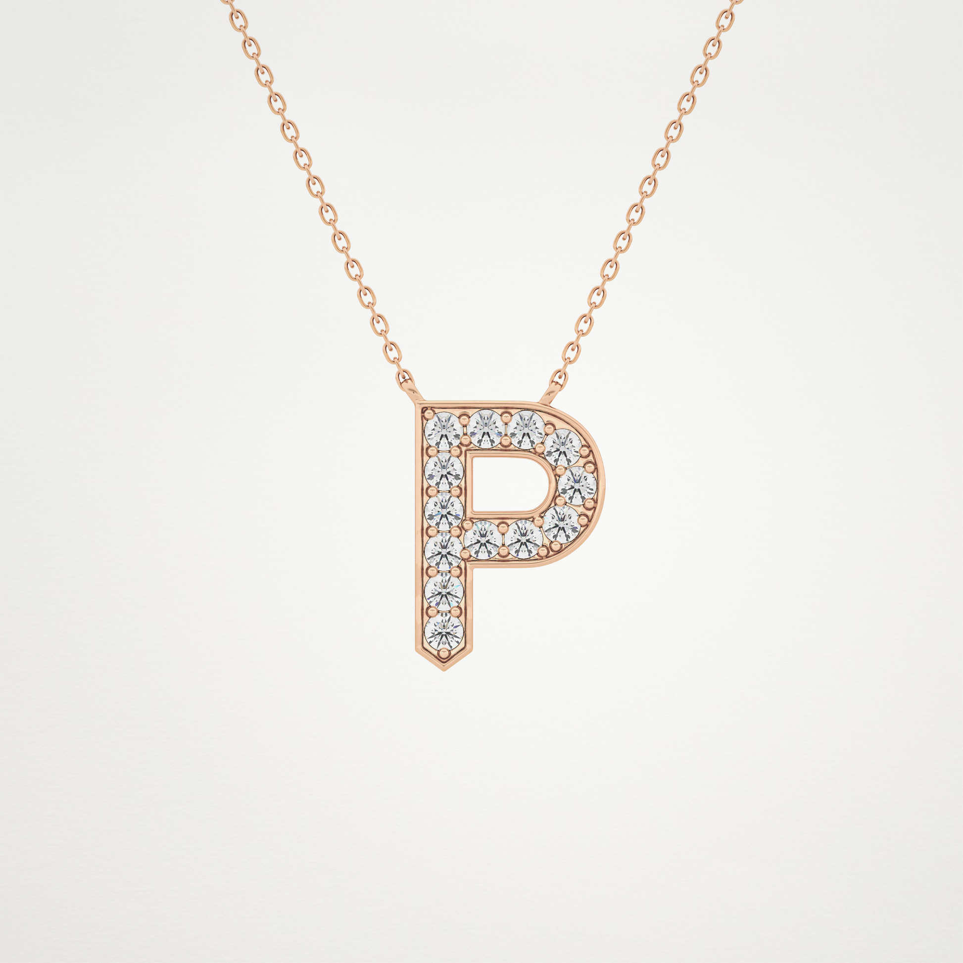 0.39 TCW Round Lab Grown Diamond P Initial Shaped Necklace