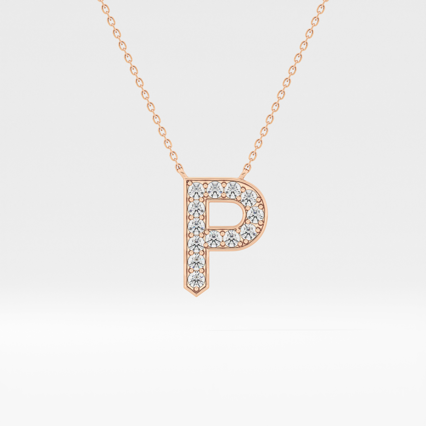 0.39 TCW Round Lab Grown Diamond P Initial Shaped Necklace