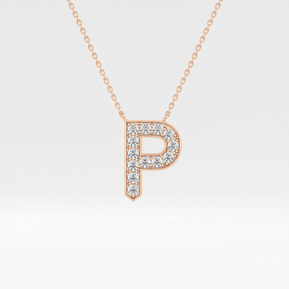 0.39 TCW Round Lab Grown Diamond P Initial Shaped Necklace