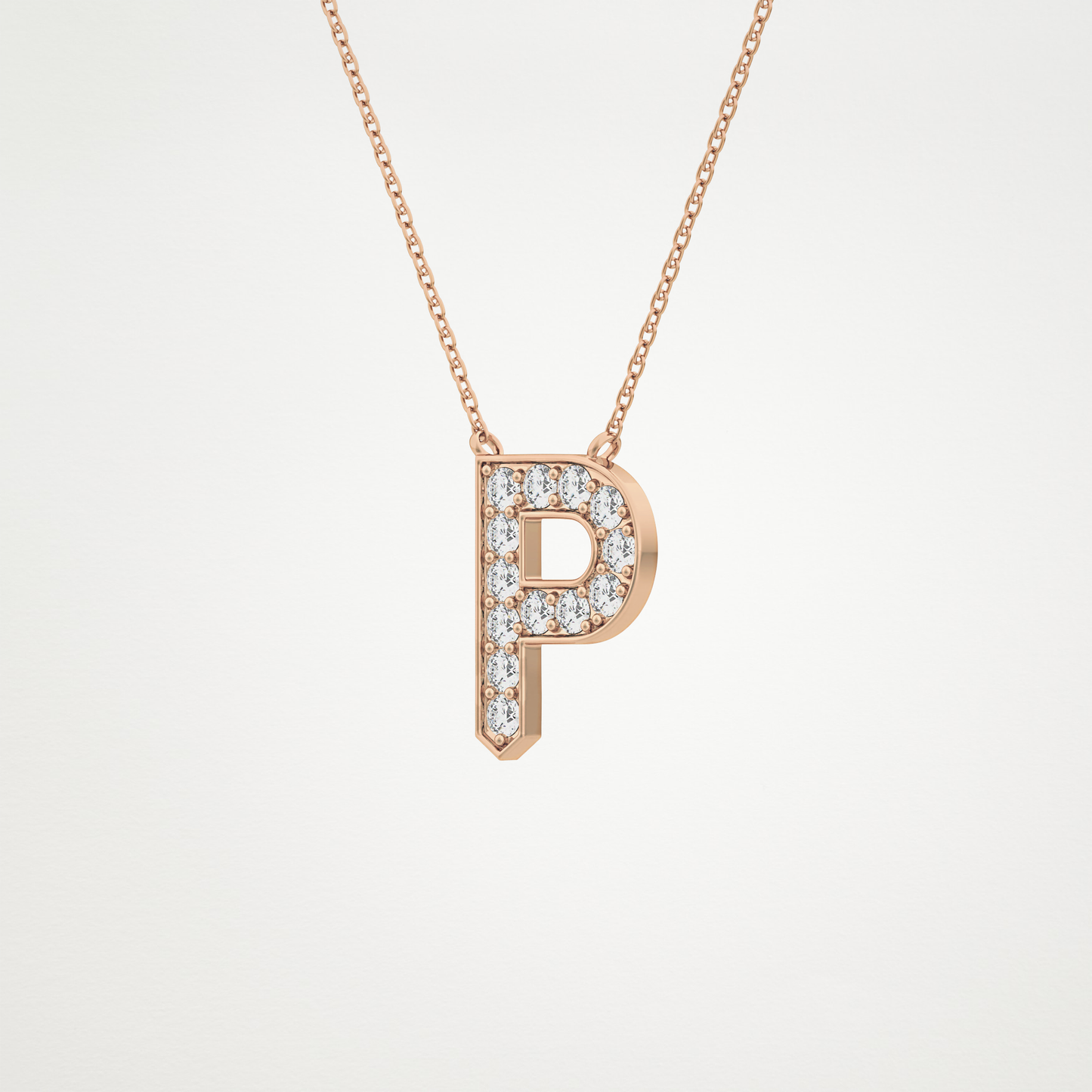 0.39 TCW Round Lab Grown Diamond P Initial Shaped Necklace