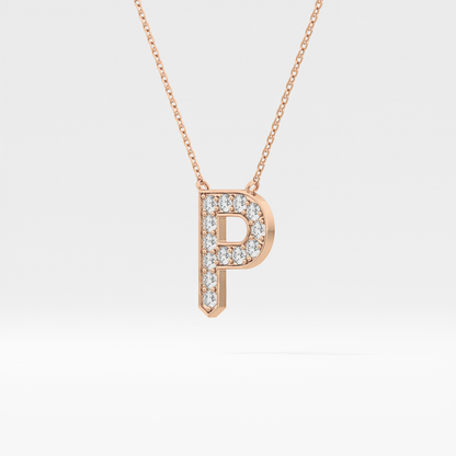 0.39 TCW Round Lab Grown Diamond P Initial Shaped Necklace
