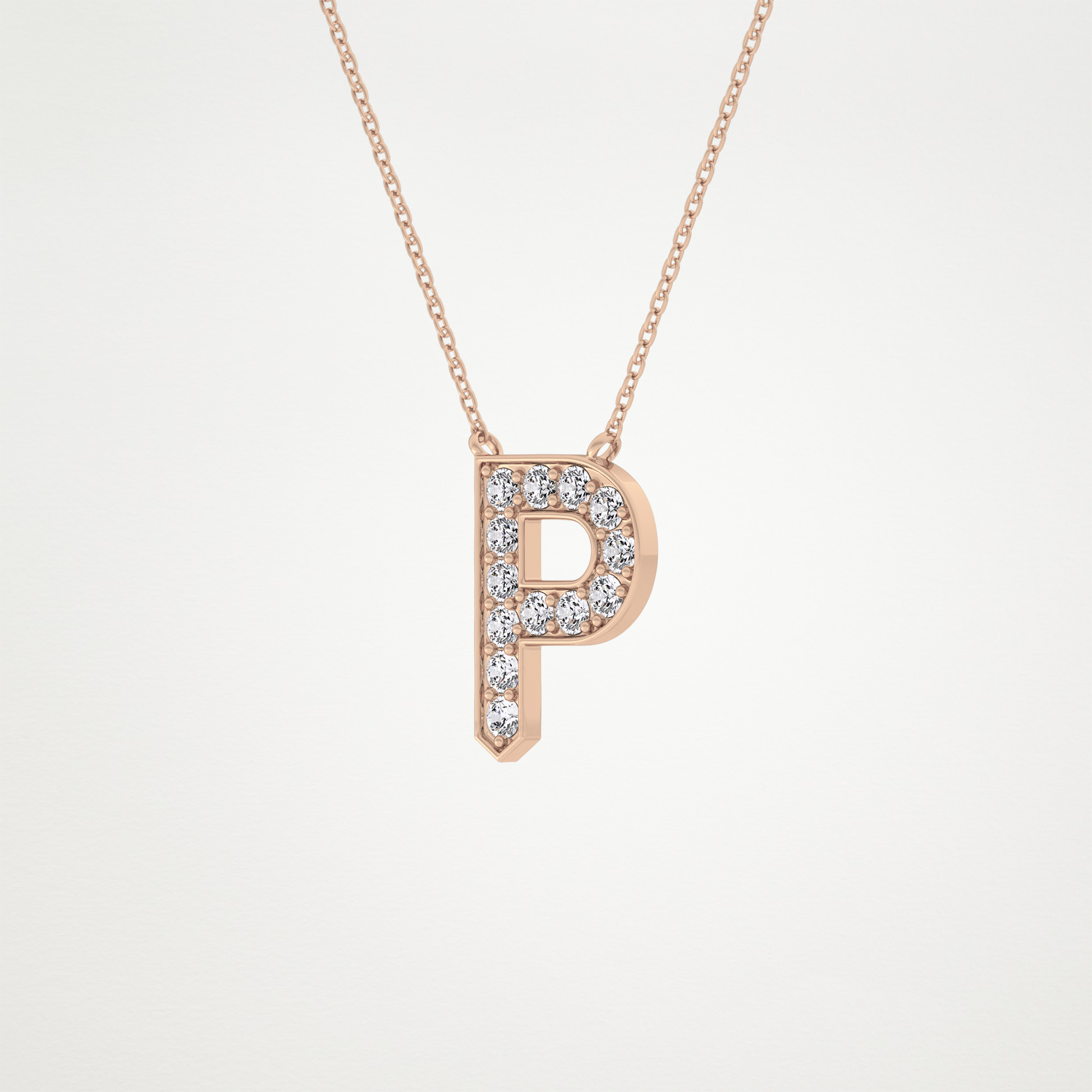 0.39 TCW Round Lab Grown Diamond P Initial Shaped Necklace
