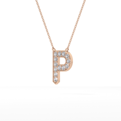 0.39 TCW Round Lab Grown Diamond P Initial Shaped Necklace