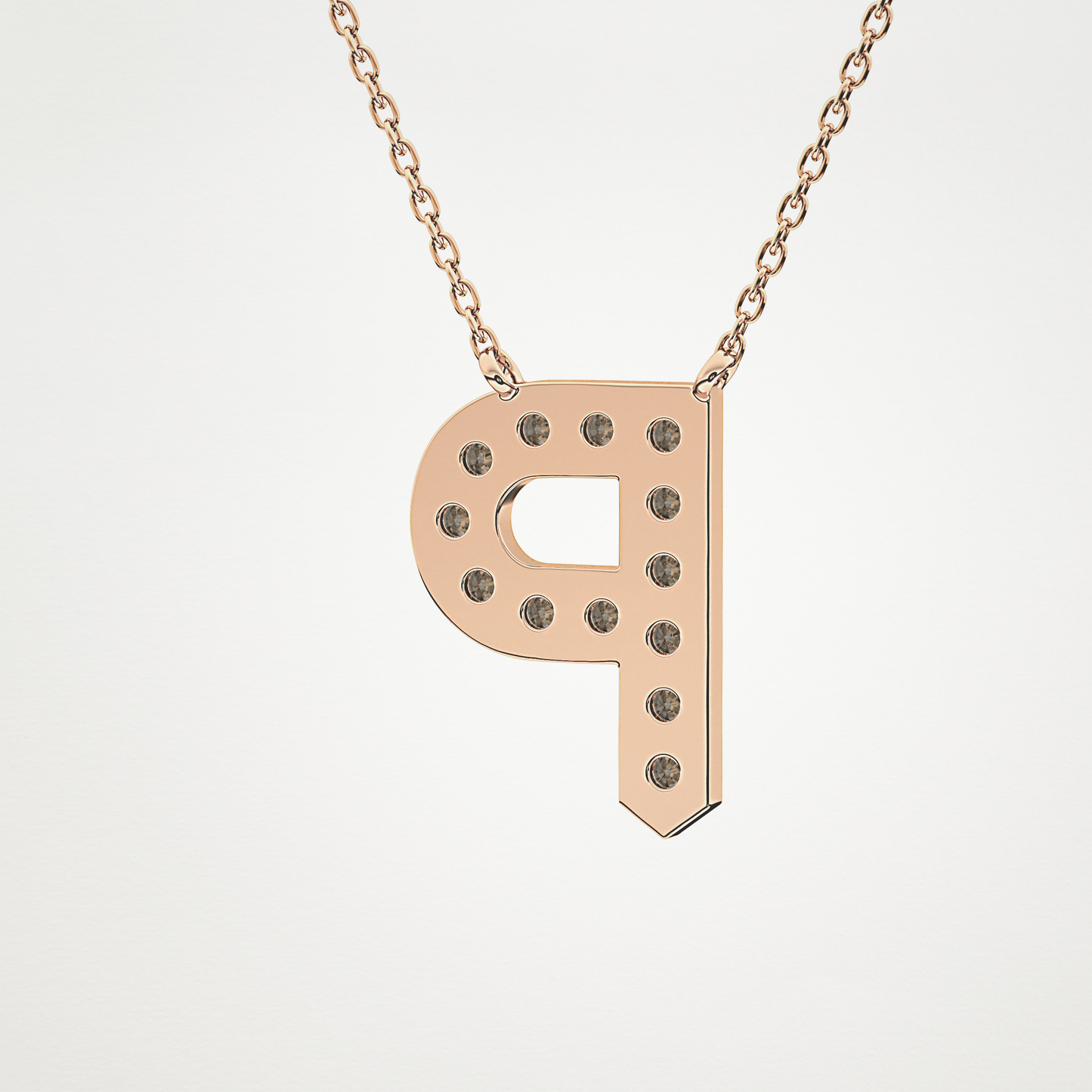 0.39 TCW Round Lab Grown Diamond P Initial Shaped Necklace