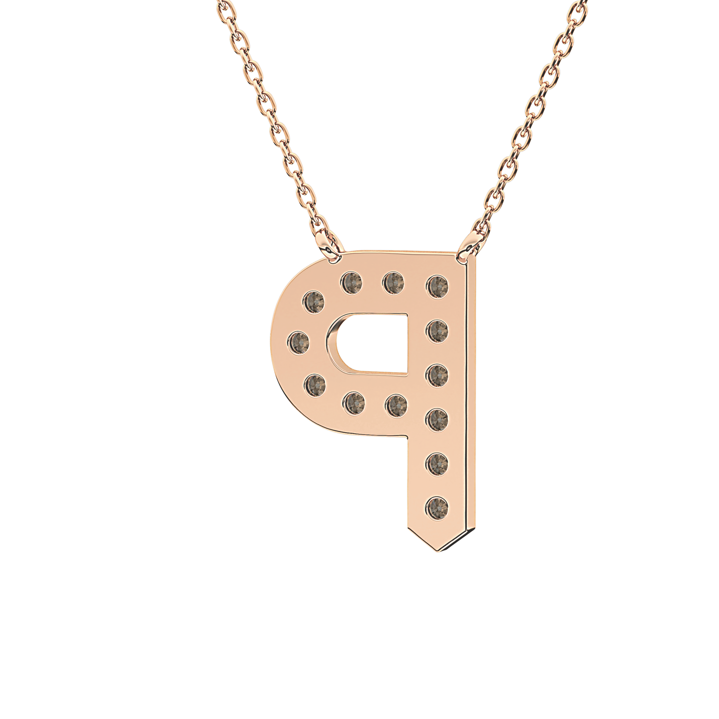 0.39 TCW Round Lab Grown Diamond P Initial Shaped Necklace