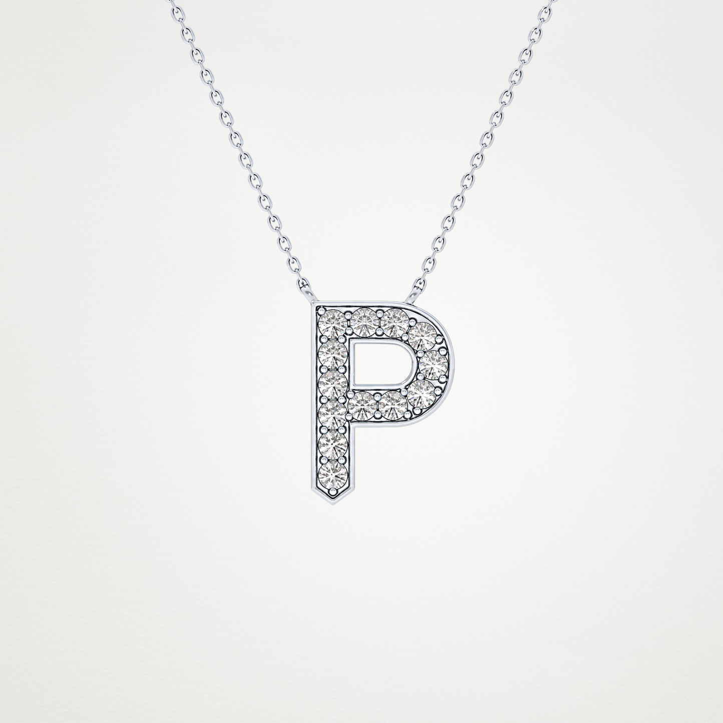 0.39 TCW Round Lab Grown Diamond P Initial Shaped Necklace