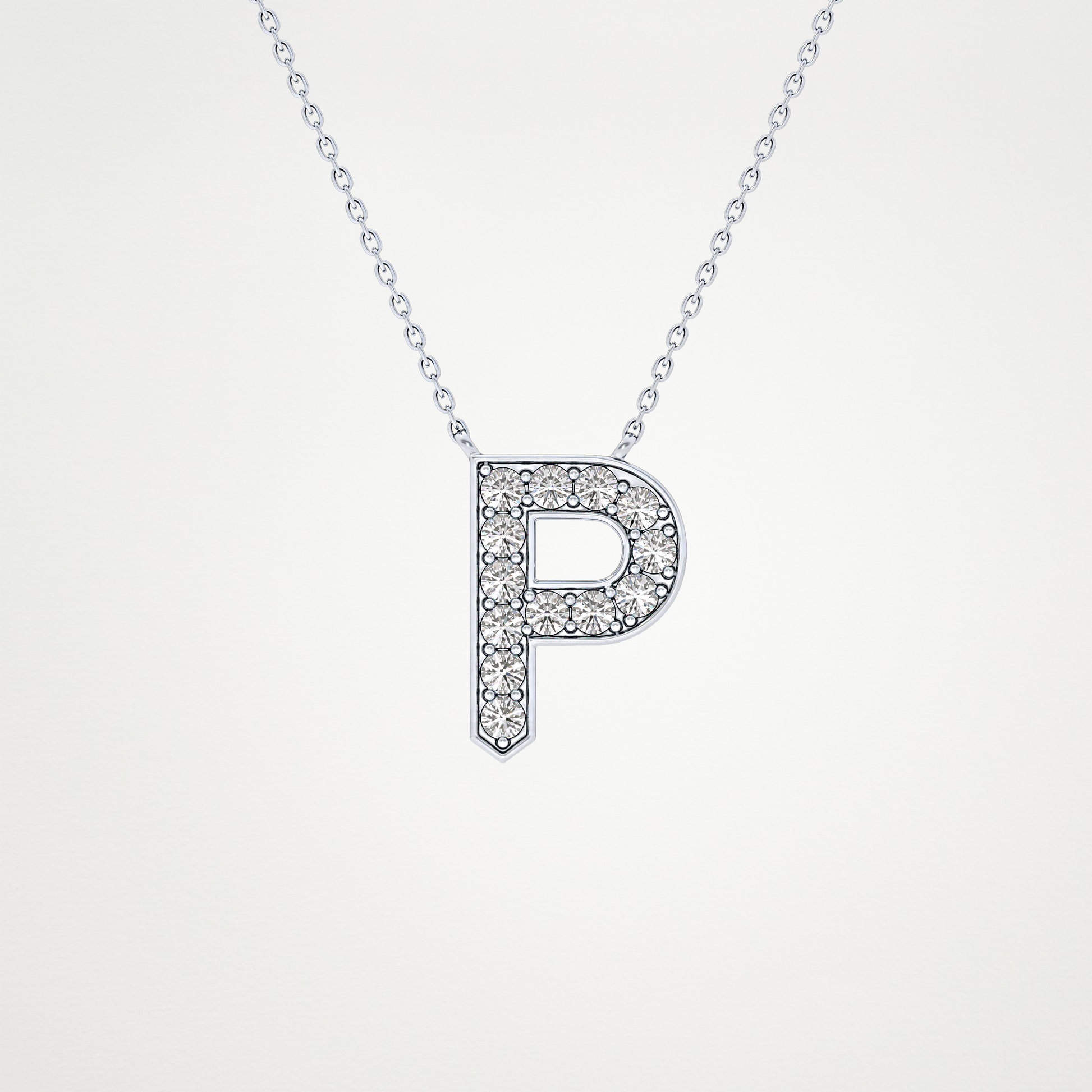 0.39 TCW Round Lab Grown Diamond P Initial Shaped Necklace