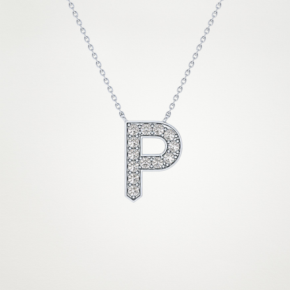 0.39 TCW Round Lab Grown Diamond P Initial Shaped Necklace