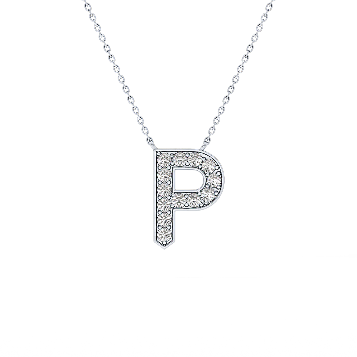 0.39 TCW Round Lab Grown Diamond P Initial Shaped Necklace