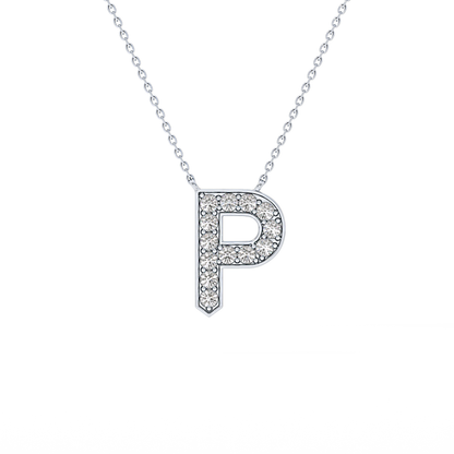 0.39 TCW Round Lab Grown Diamond P Initial Shaped Necklace