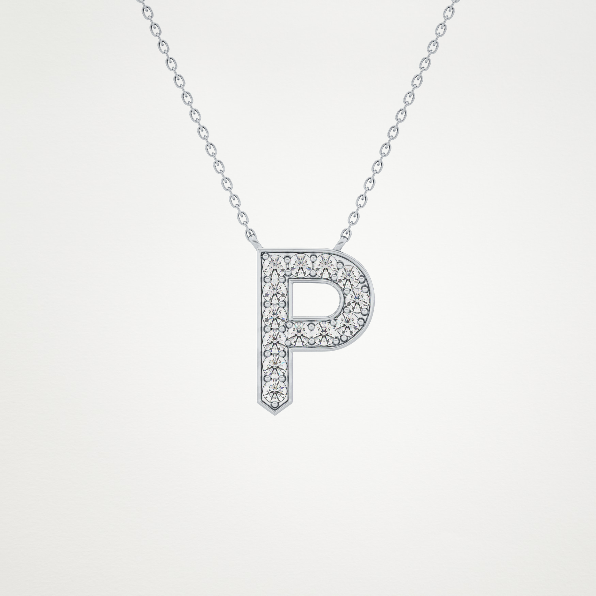 0.39 TCW Round Lab Grown Diamond P Initial Shaped Necklace