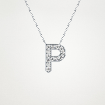 0.39 TCW Round Lab Grown Diamond P Initial Shaped Necklace