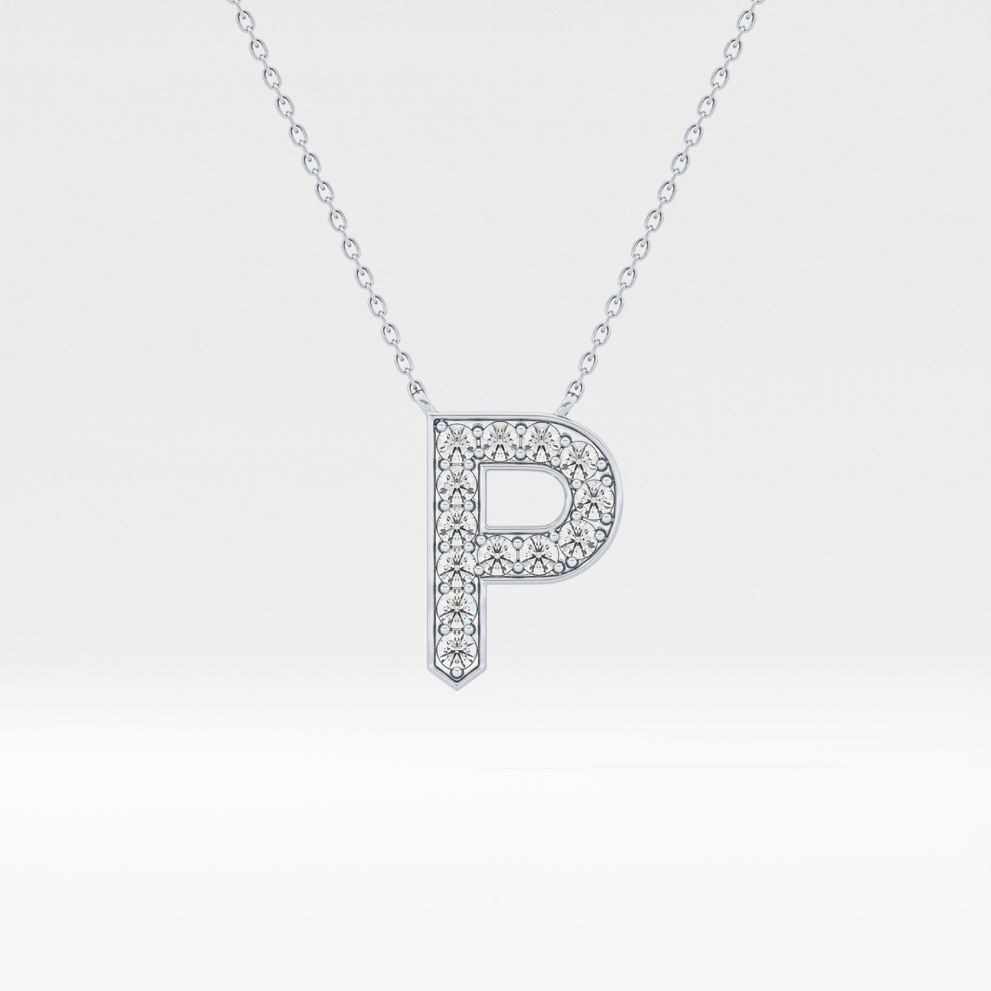 0.39 TCW Round Lab Grown Diamond P Initial Shaped Necklace