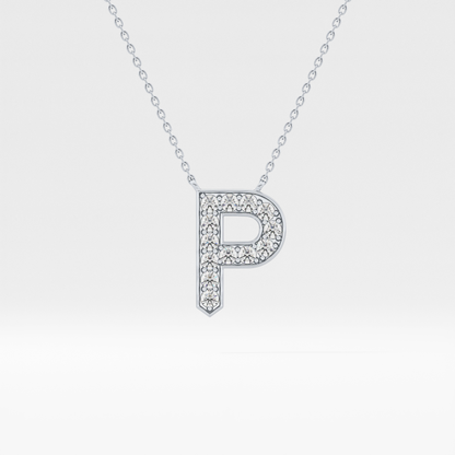 0.39 TCW Round Lab Grown Diamond P Initial Shaped Necklace