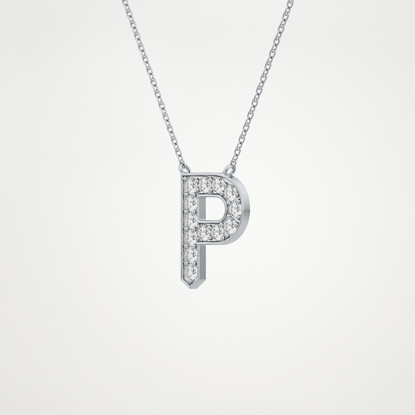 0.39 TCW Round Lab Grown Diamond P Initial Shaped Necklace