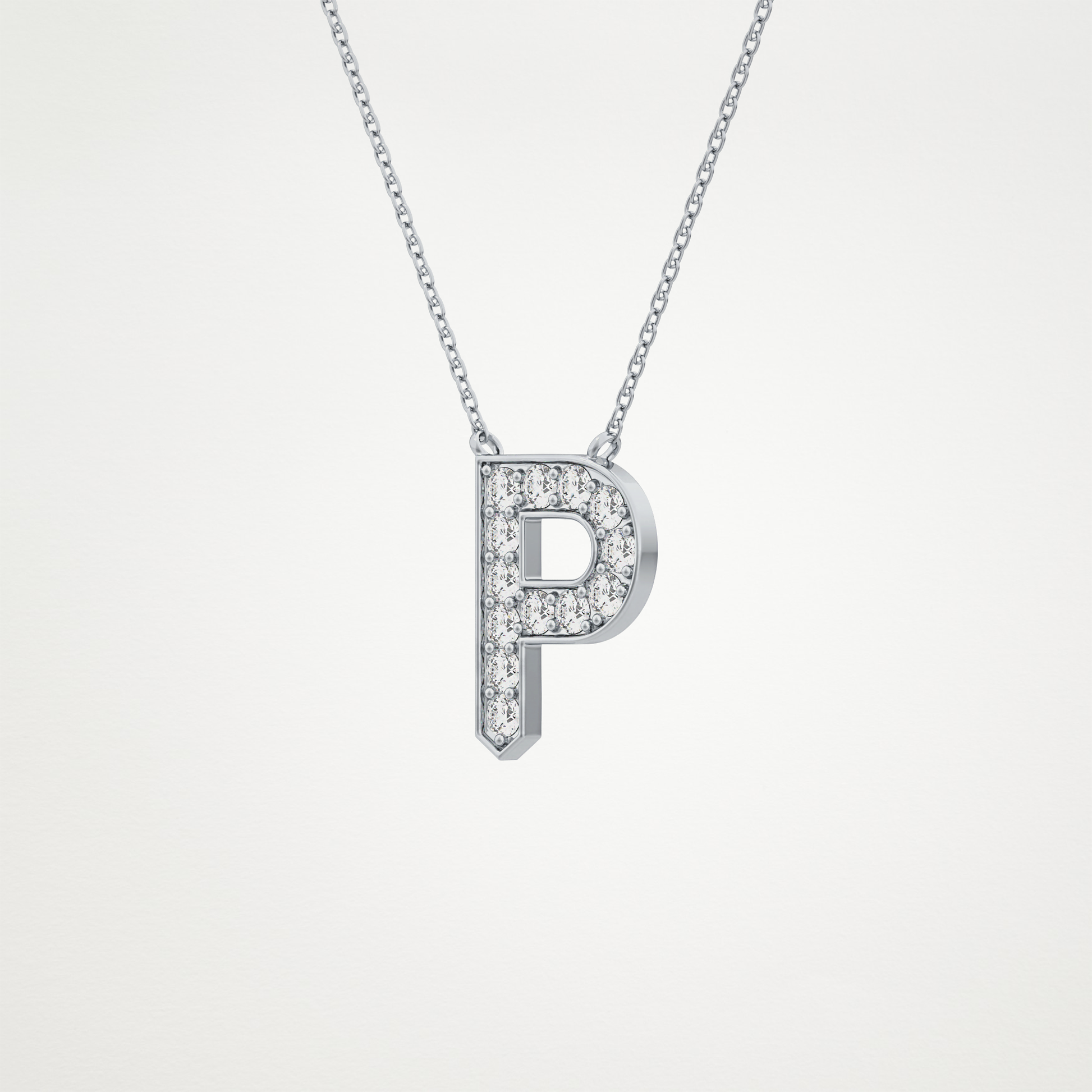 0.39 TCW Round Lab Grown Diamond P Initial Shaped Necklace
