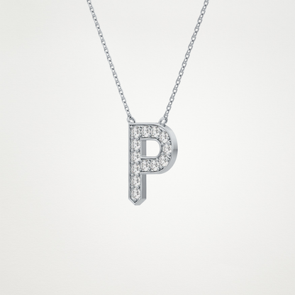 0.39 TCW Round Lab Grown Diamond P Initial Shaped Necklace