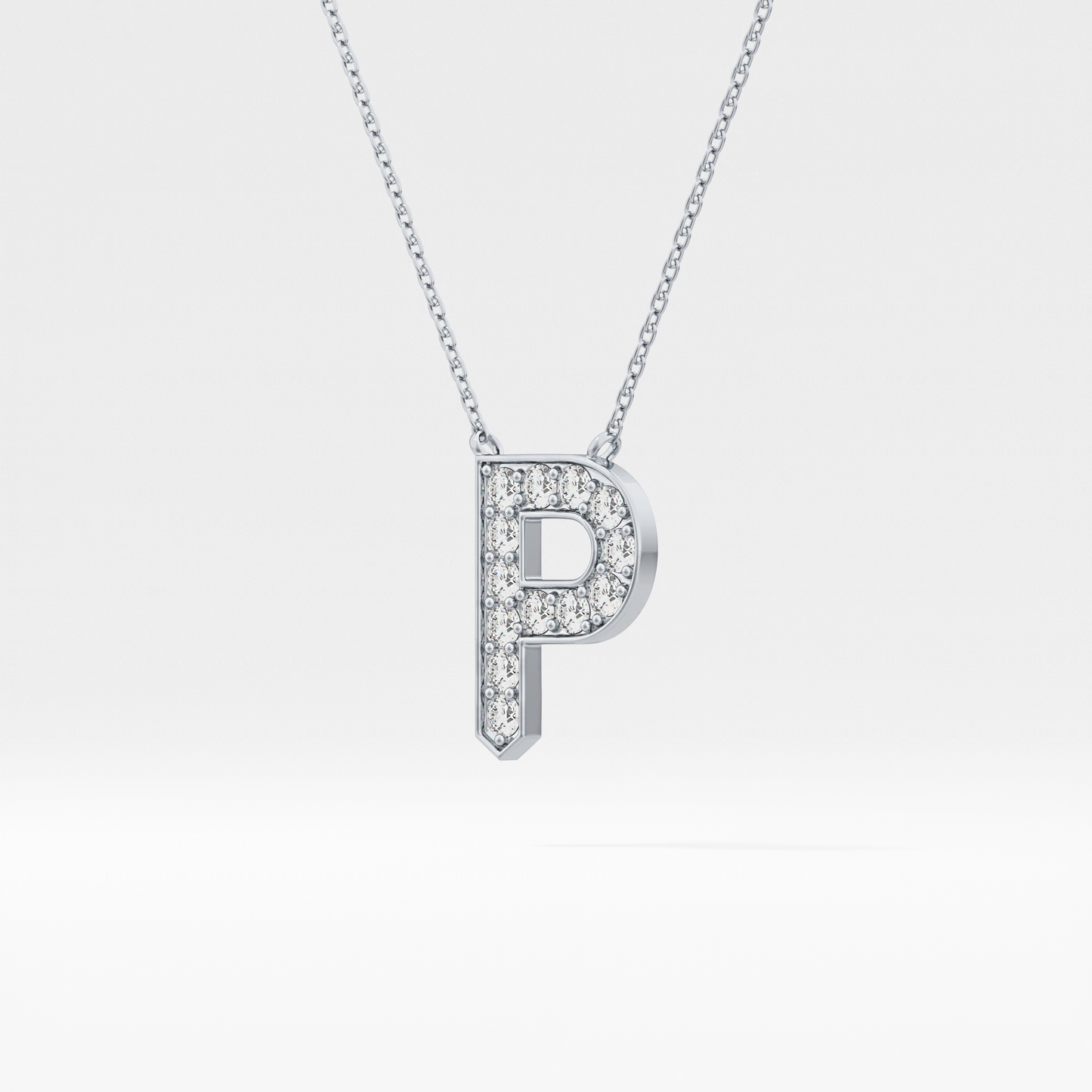 0.39 TCW Round Lab Grown Diamond P Initial Shaped Necklace