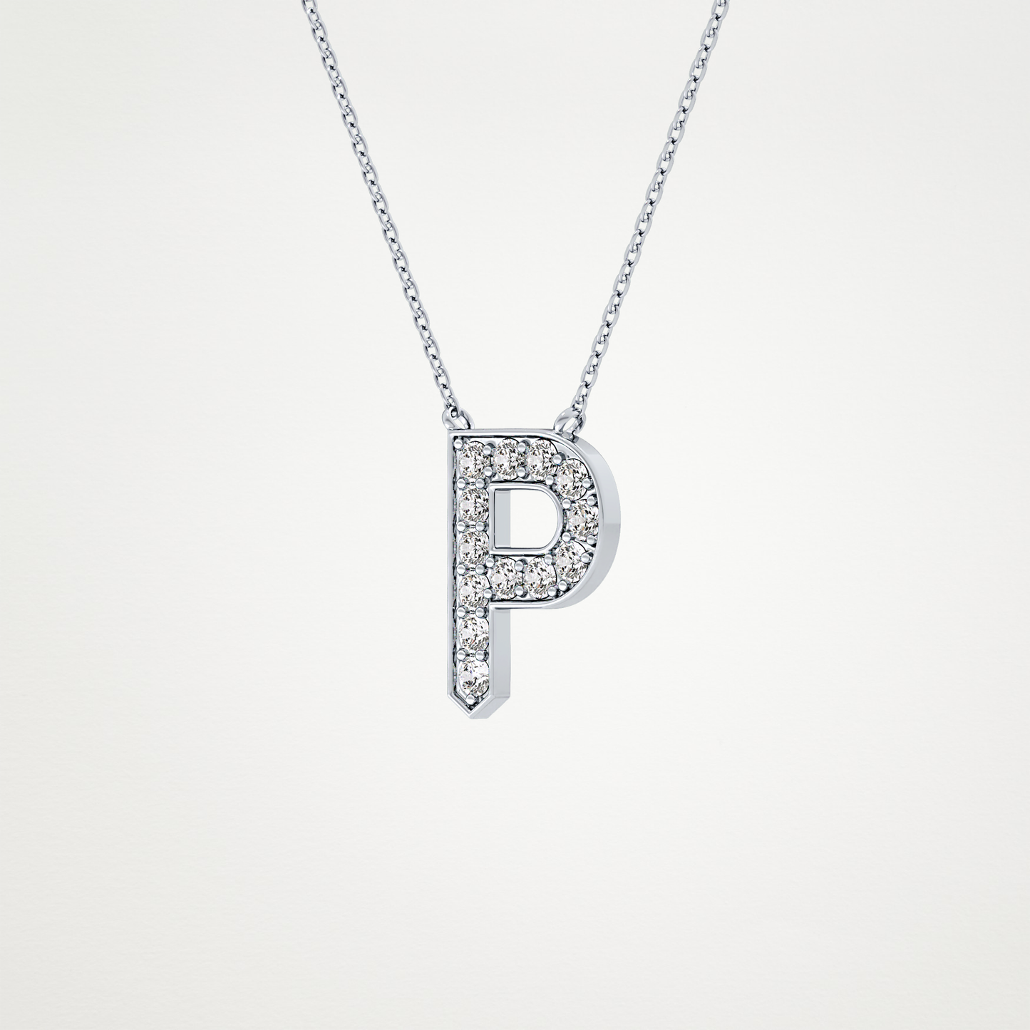 0.39 TCW Round Lab Grown Diamond P Initial Shaped Necklace