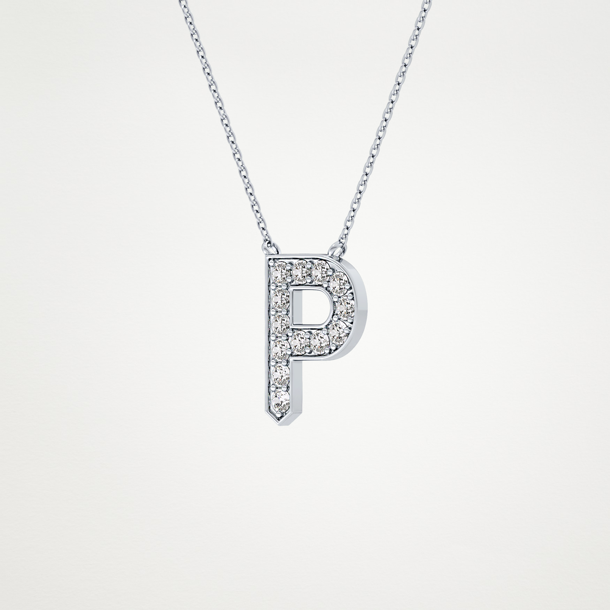 0.39 TCW Round Lab Grown Diamond P Initial Shaped Necklace