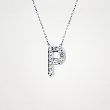 0.39 TCW Round Lab Grown Diamond P Initial Shaped Necklace