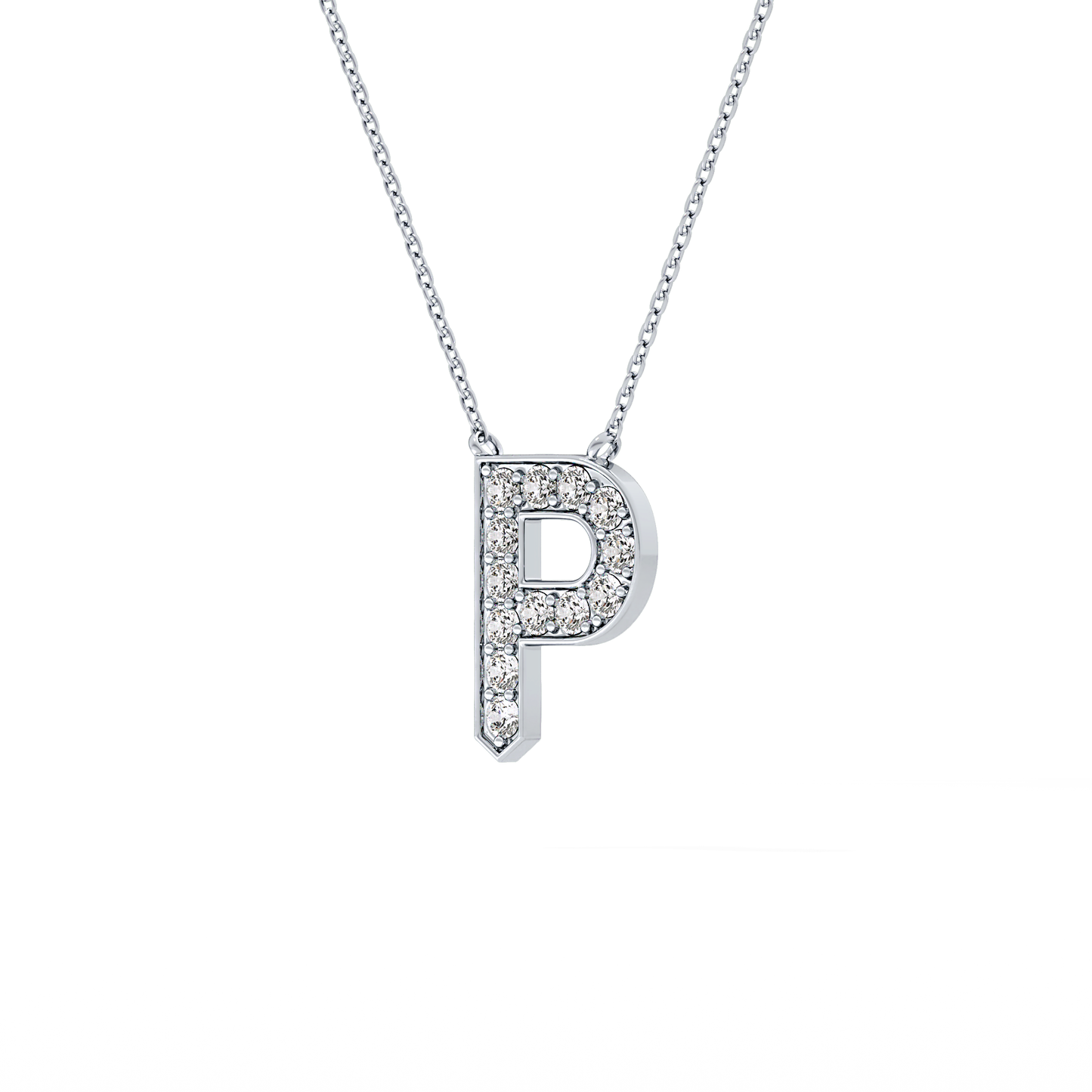 0.39 TCW Round Lab Grown Diamond P Initial Shaped Necklace