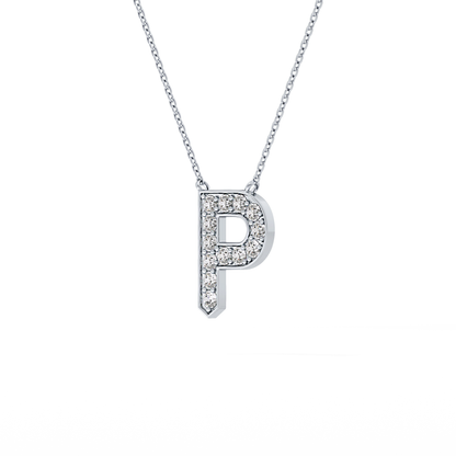 0.39 TCW Round Lab Grown Diamond P Initial Shaped Necklace