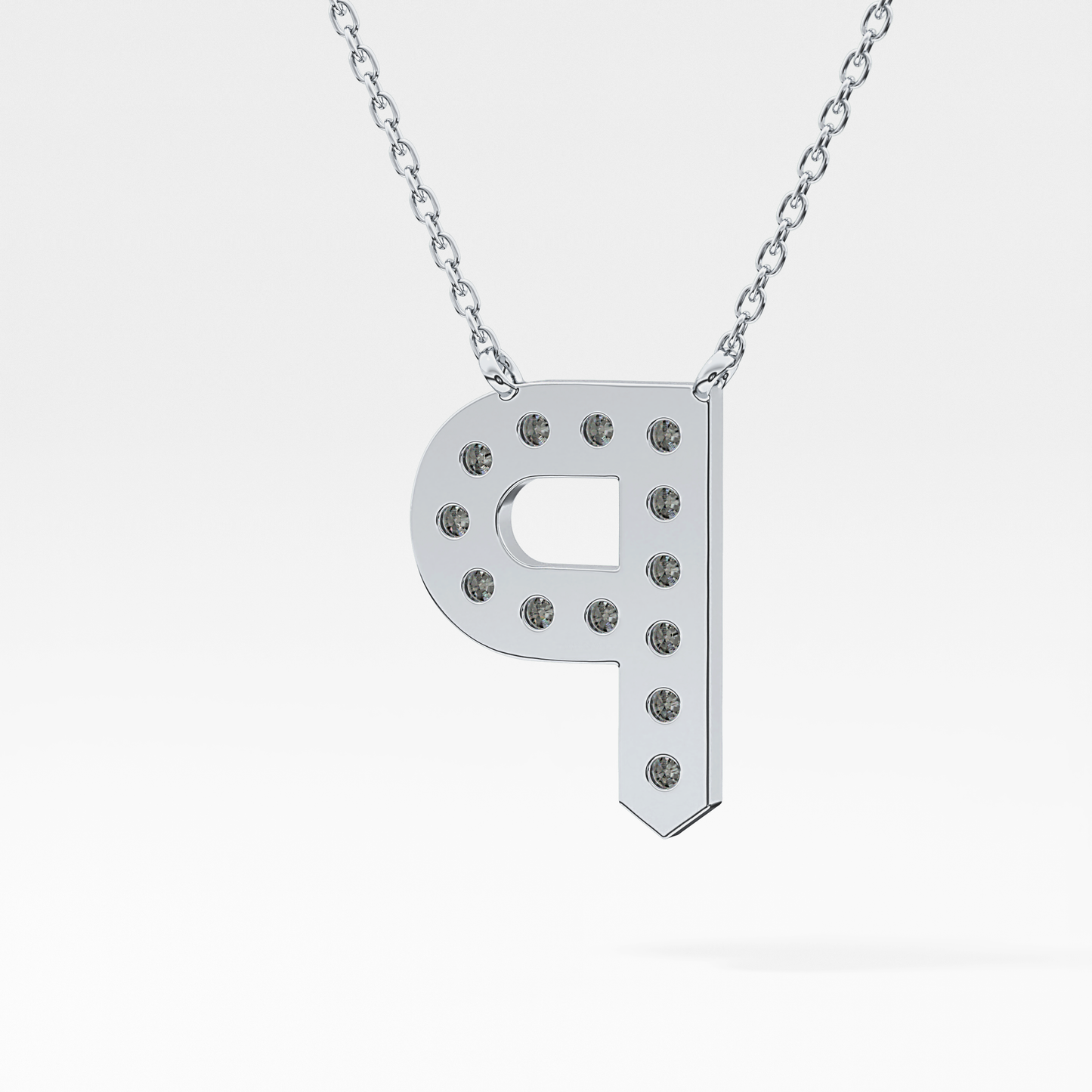 0.39 TCW Round Lab Grown Diamond P Initial Shaped Necklace