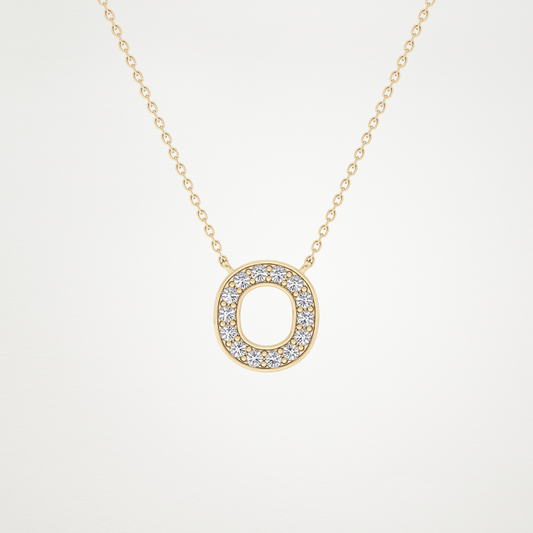 0.22 TCW Round Lab Grown Diamond O Initial Shaped Necklace