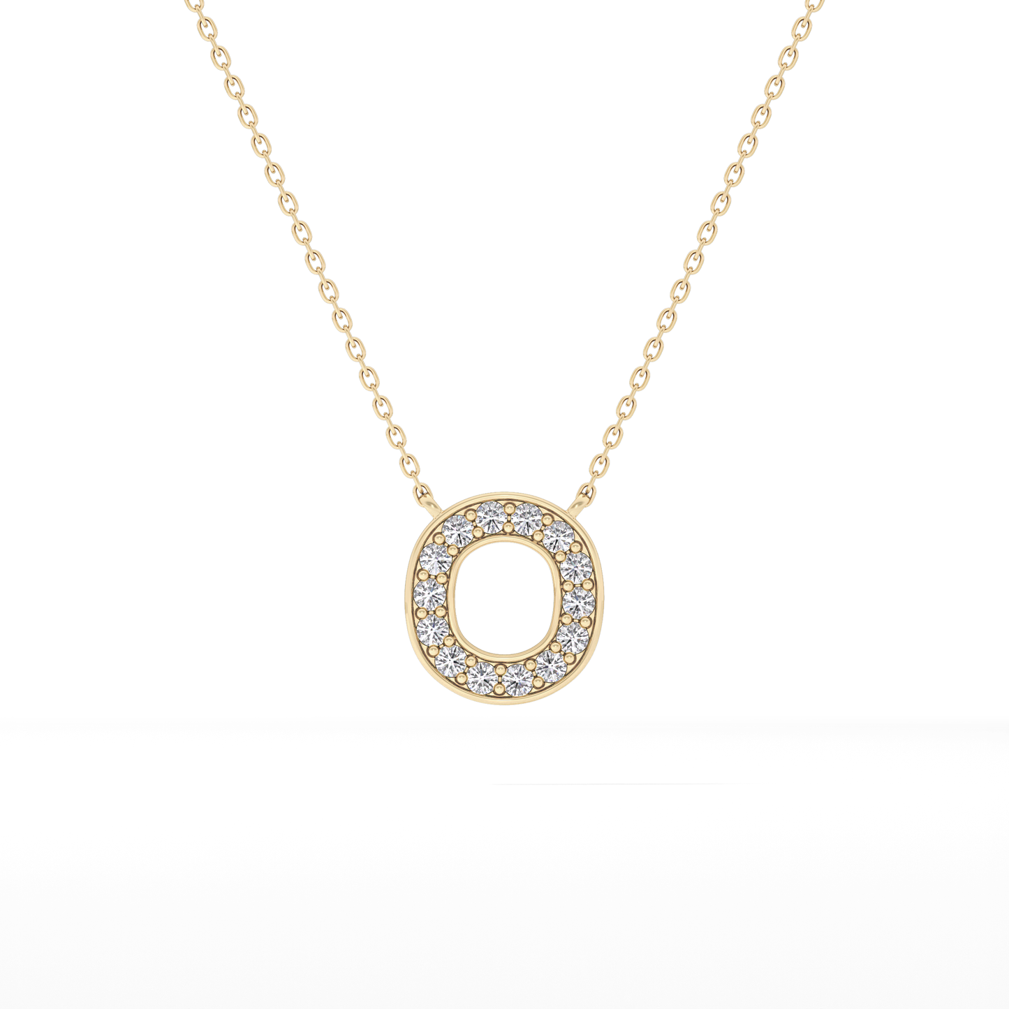 0.22 TCW Round Lab Grown Diamond O Initial Shaped Necklace