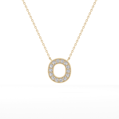0.22 TCW Round Lab Grown Diamond O Initial Shaped Necklace
