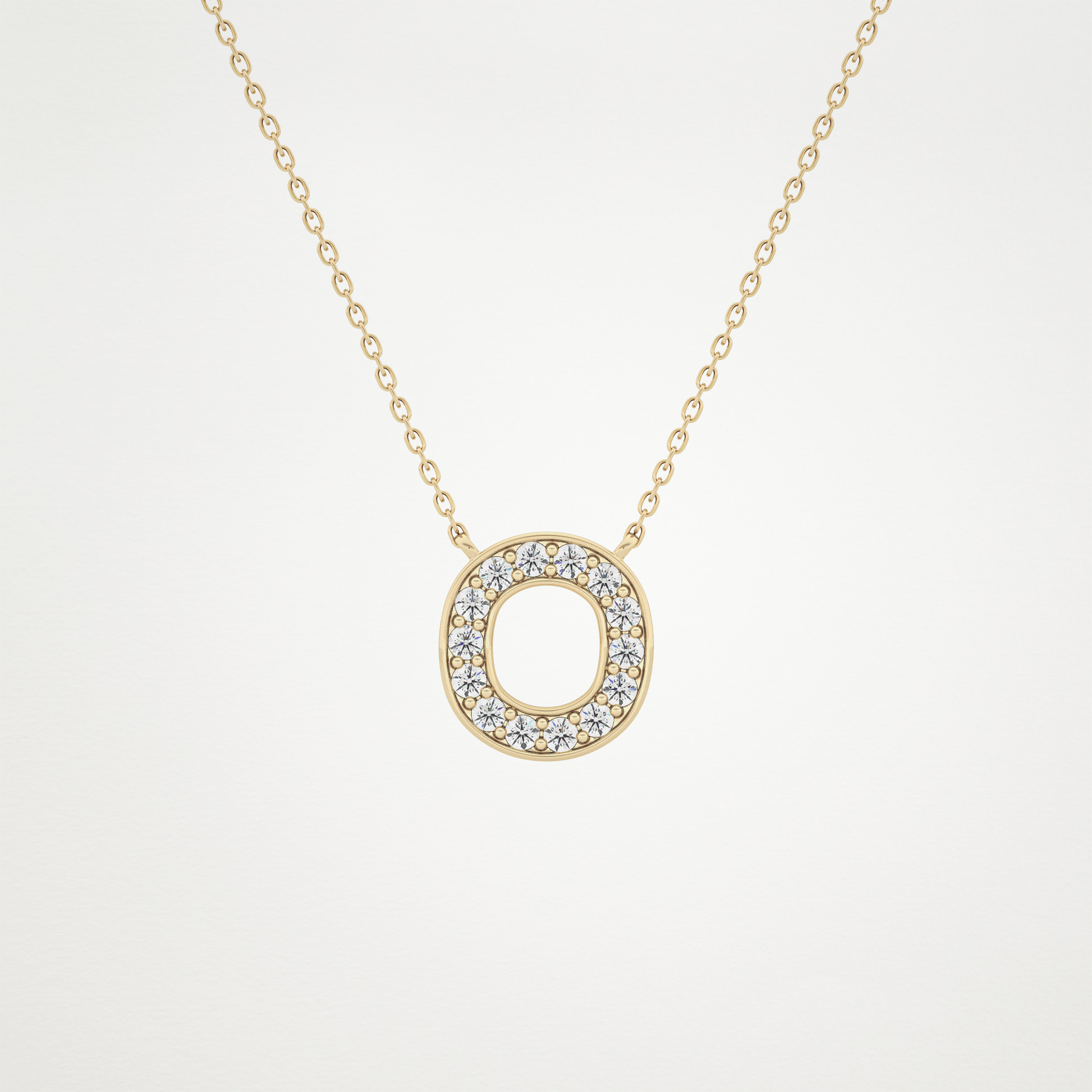 0.22 TCW Round Lab Grown Diamond O Initial Shaped Necklace