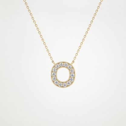 0.22 TCW Round Lab Grown Diamond O Initial Shaped Necklace