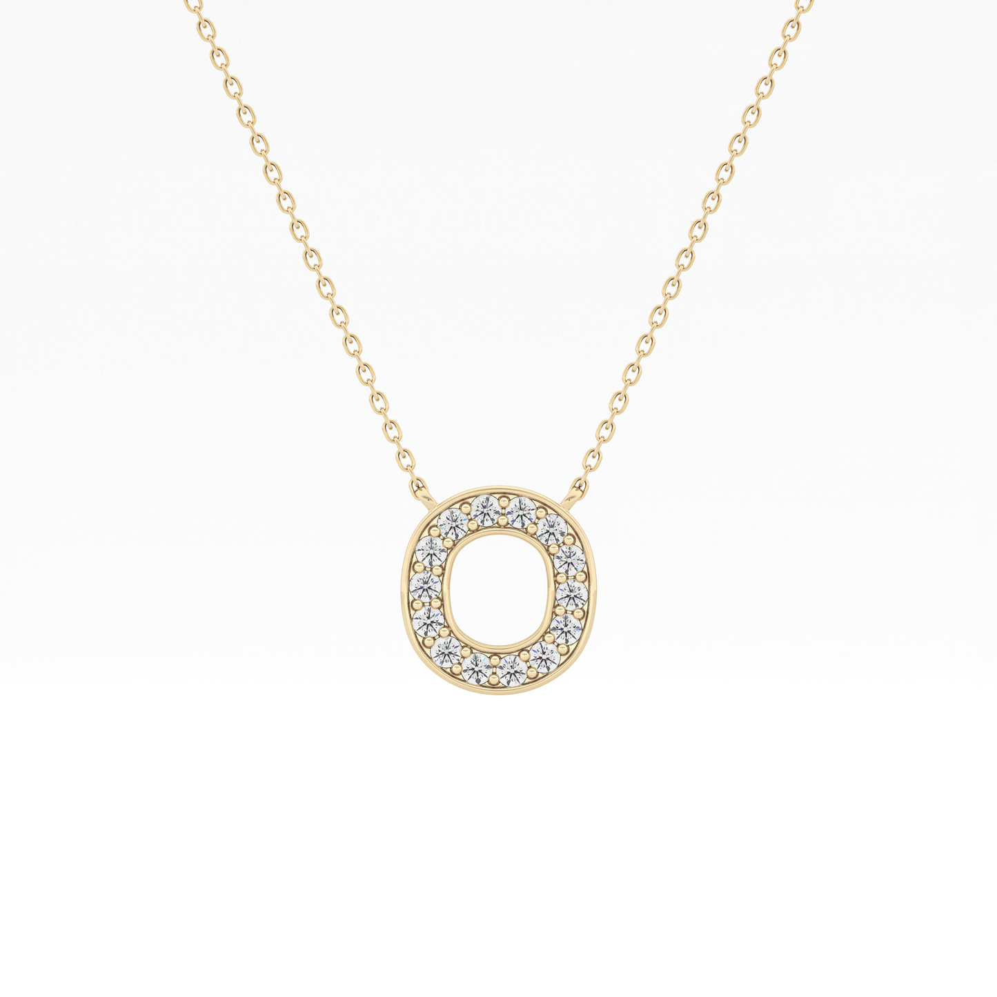 0.22 TCW Round Lab Grown Diamond O Initial Shaped Necklace